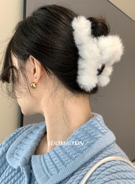 显发量！加厚毛绒绒秋冬新款百搭黑色白色甜美发抓发夹抓夹头饰女