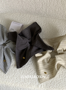 罗小辛/大号~高级感韩系ins条纹灰色方巾方形发圈大肠圈韩国发绳