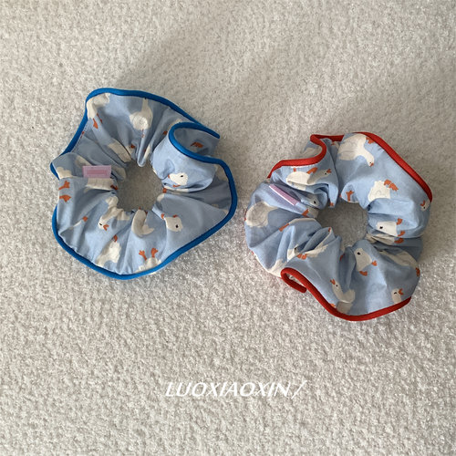 蓝色温柔风韩系ins甜美大肠圈女