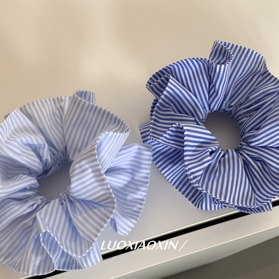 海盐味miu系韩系蓝白条纹大肠圈