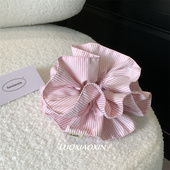 罗小辛 miu系韩国粉色条纹芭蕾风大肠发圈女丸子头发饰头绳发绳