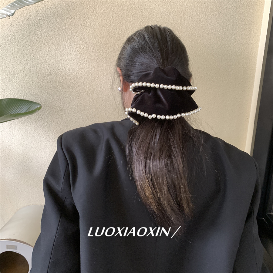 高级感重工珍珠丝绒大肠发圈