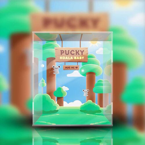 泡泡玛特PUCKY毕奇飞行系列盲盒考拉宝宝吊卡潮玩专用展示盒