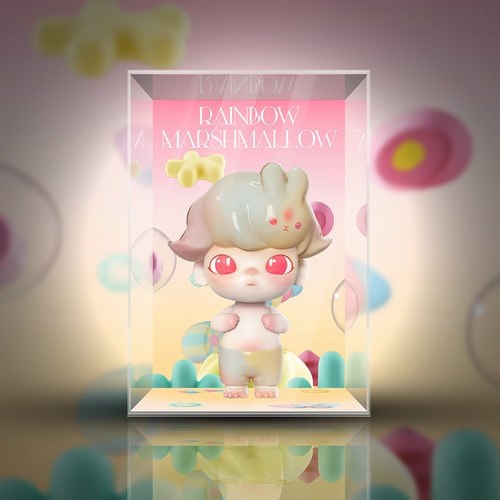 POPMART泡泡玛特DIMOO一起回到甜蜜梦境樱花果冻兔潮玩盲盒展示盒