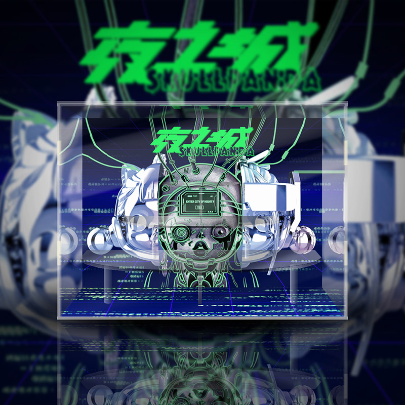 POPMART泡泡玛特SKULLPANDA夜之城系列手办摆件潮玩盲盒展示盒