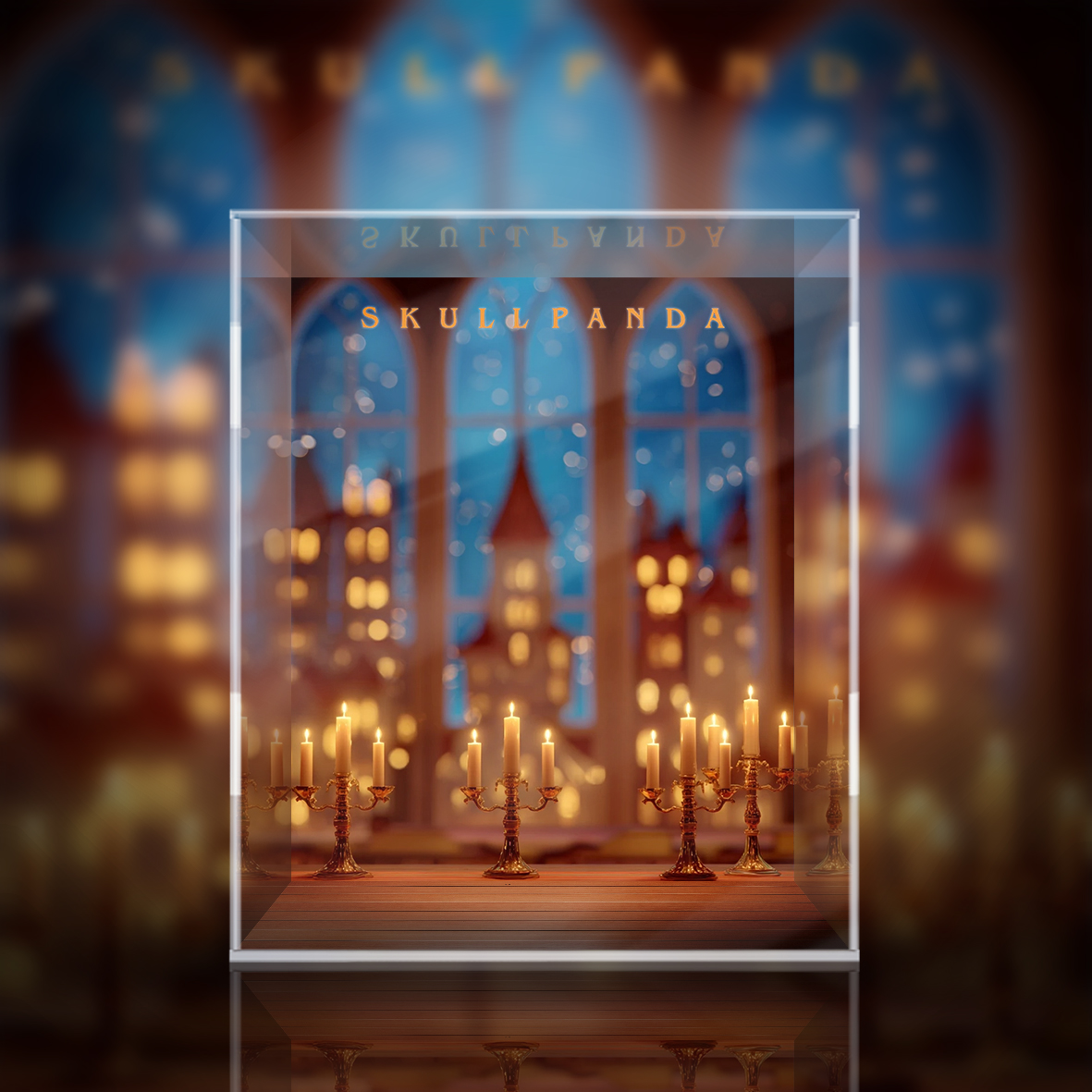 泡泡玛特Skullpanda 白色契约 潮玩公仔亚克力展示盒