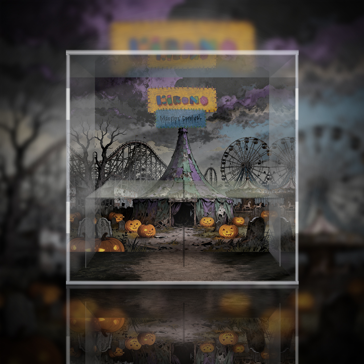 POPMART泡泡玛特小野Hirono诡乐园系列手办盲盒场亚克力展示盒