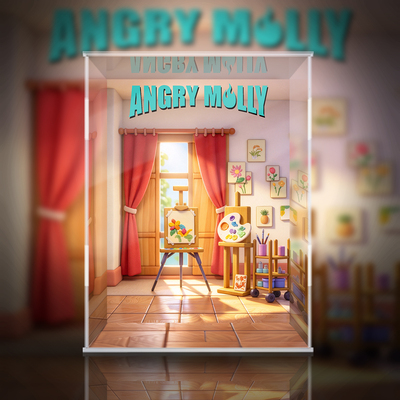 愤怒molly 小画家 潮玩展示盒
