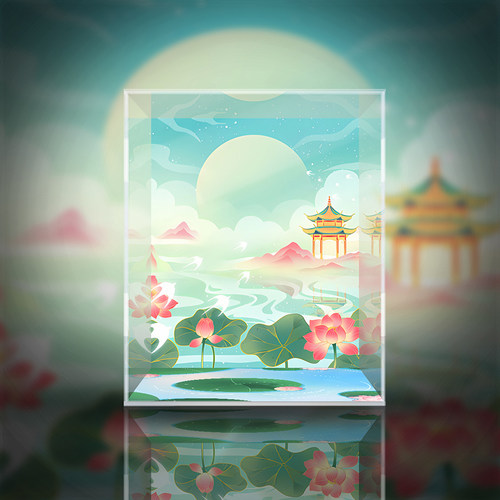 囡茜蓬头稚子学垂纶潮玩展示盒