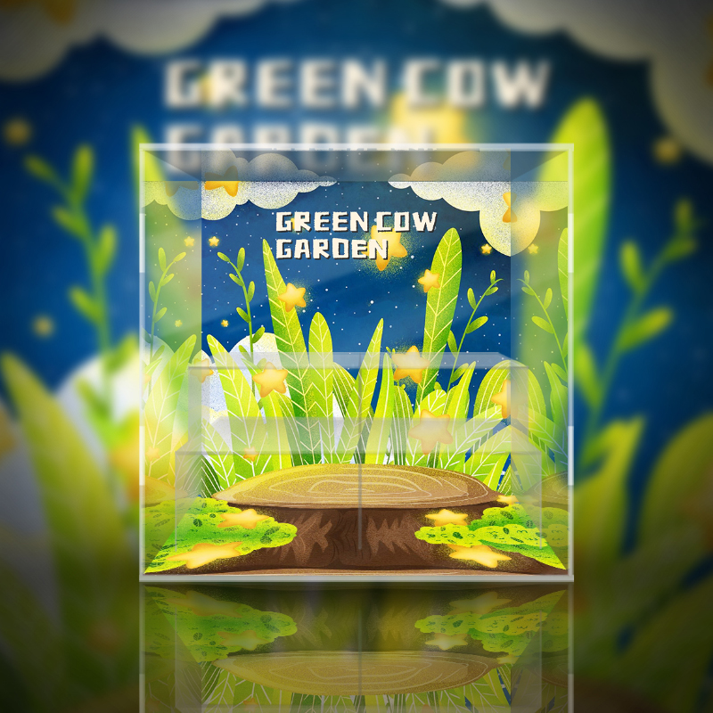POPMART泡泡玛特 HOW2WORK Green cow garden小川耕平 潮玩展示盒