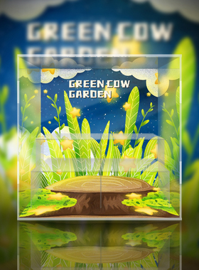 POPMART泡泡玛特 HOW2WORK Green cow garden小川耕平 潮玩展示盒