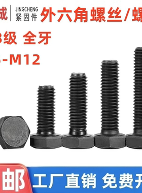 8.8级外六角螺丝钉黑色高强度加长螺栓M3M4M5M6M8M10M12M16M20-30