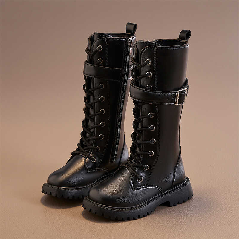 女童鞋秋冬长靴儿童马丁靴加绒鞋