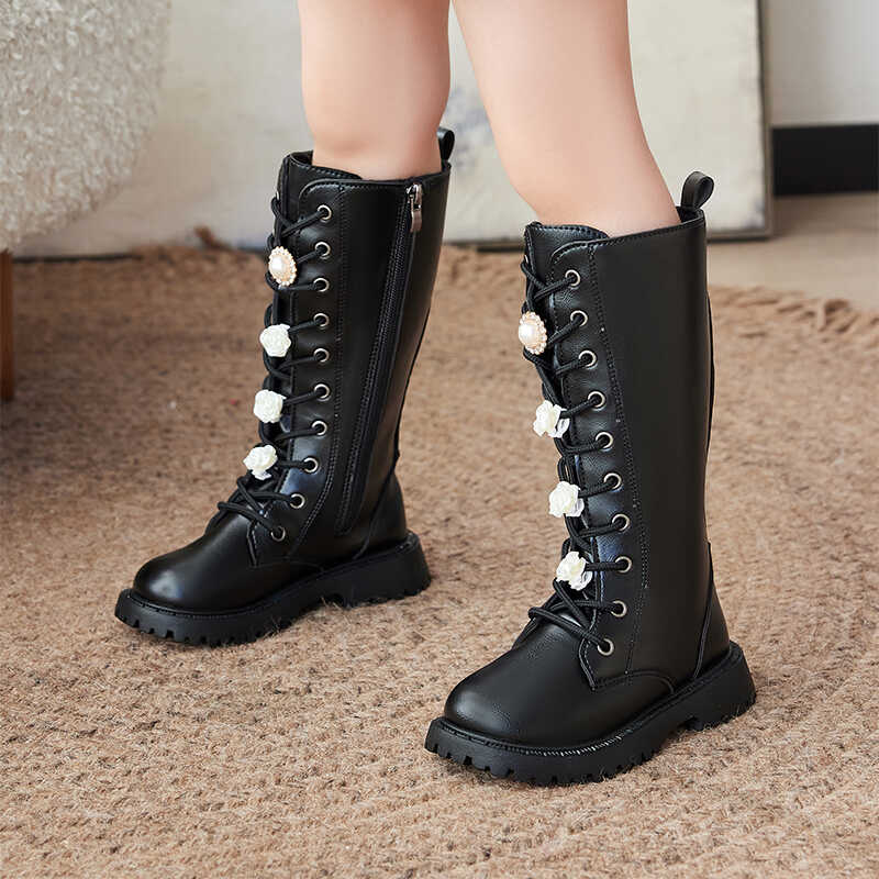 DIY靴高筒靴单靴公主靴儿童皮靴