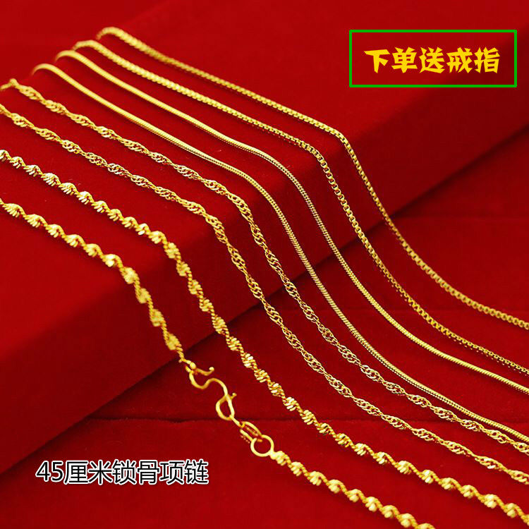 麻花纯金色首饰品盒子锁骨链