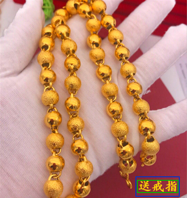 越南沙金空心久不掉色佛珠项链