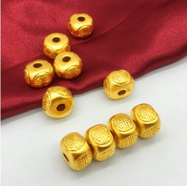 新款3d硬金 越南沙金隔珠福字配件仿黄金珠手工diy配饰散珠不掉色