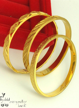 沙金磨砂卡扣欧币女不褪色手镯