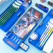 一正奥特曼多功能双层笔盒YZ7187男孩专用大容量学生用创意铅笔盒