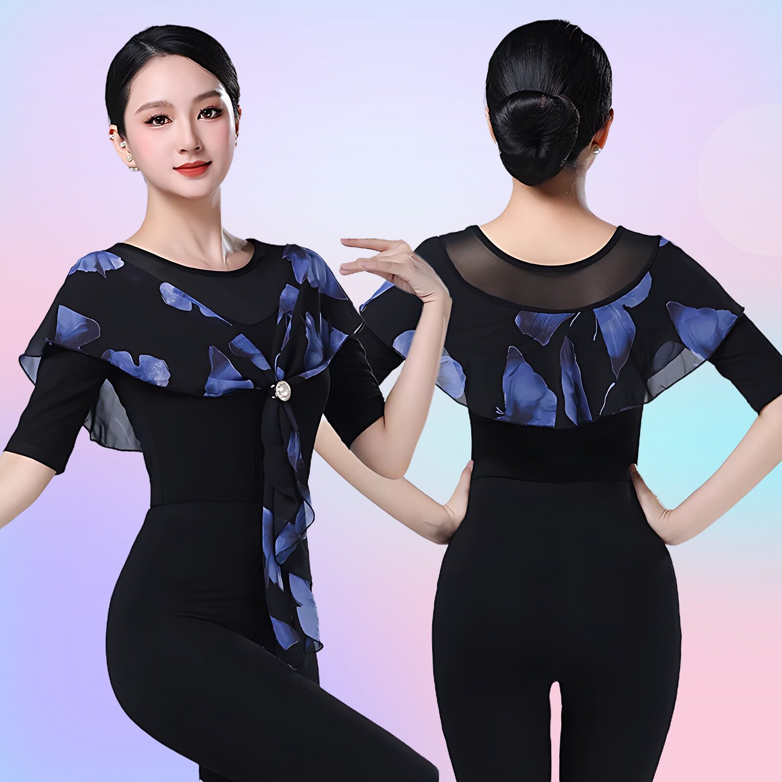 新款摩登舞上衣女拉丁练功服