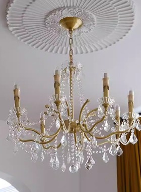 爱丽莎【Collier】法式中古全铜水晶蜡烛吊灯美式客厅餐厅卧室灯