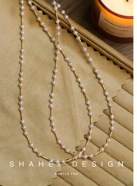 桂花酒酿4-5mm天然淡水AK珍珠项链锁骨链S925银气质百搭礼物女