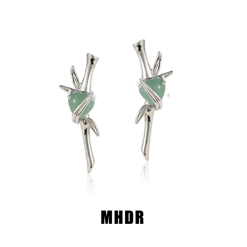 荒诞日 原创设计高级清冷感新中式清新简约竹元素s925银针耳环