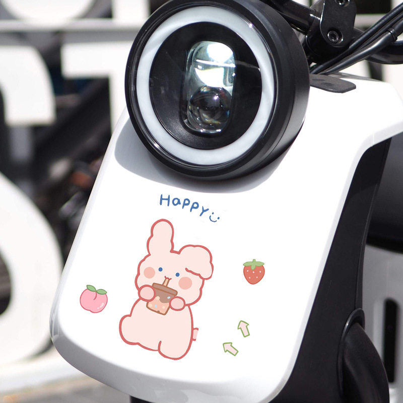 电动车贴纸可爱卡通小兔车身贴电瓶摩托车划痕遮挡改装个性创意贴