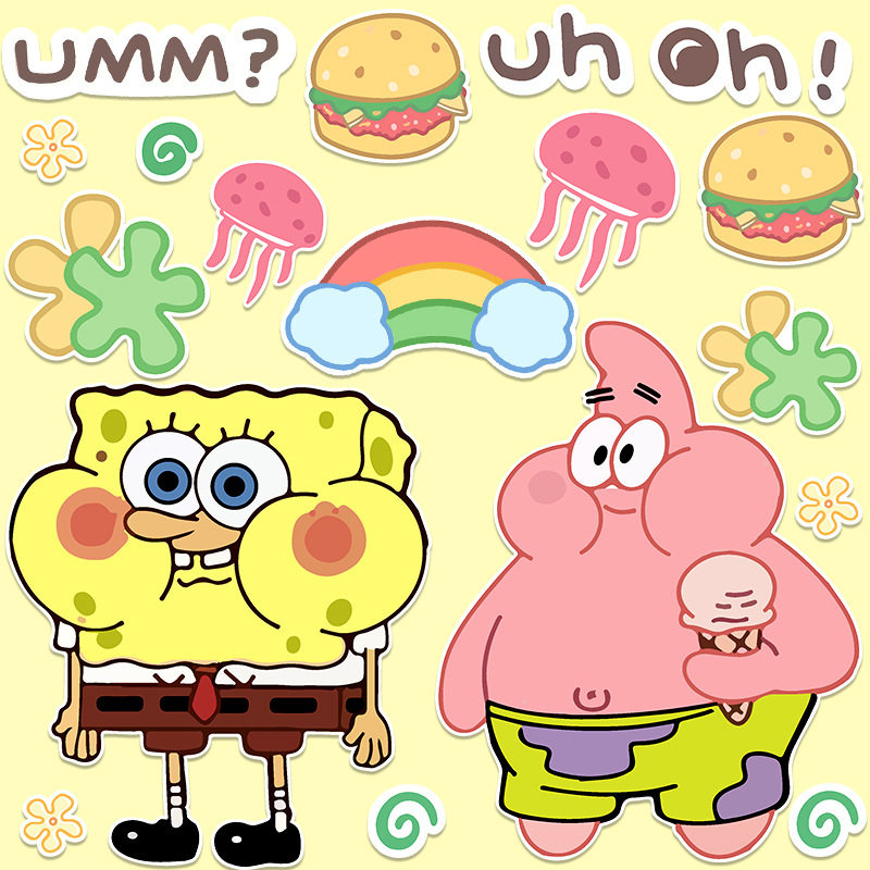 电动车头贴纸可爱卡通海绵宝宝贴纸a4纸无痕防水防晒贴遮挡划痕贴