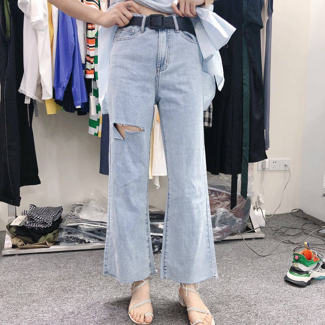 【粉丝专享】腰带破洞牛仔阔腿裤C-62-6060|msdalam kategori Butik wanita / wanita, seluar jeans - dari Buy2taobao.com untuk memberikan perkhidmatan ejen Taobao profesional membeli