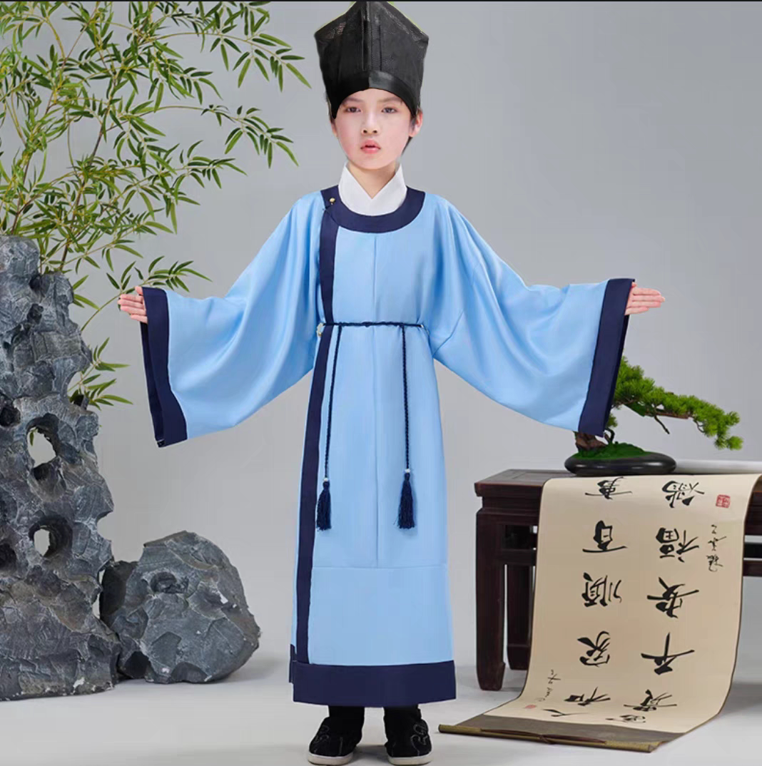 鑫语原创儿童古装唐宋代王安石苏轼诗人古诗词演出服装书童书生服