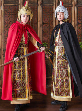 汉服将军汉朝古装统领侠客唐朝武将服装古代士兵盔甲演出戏曲铠甲