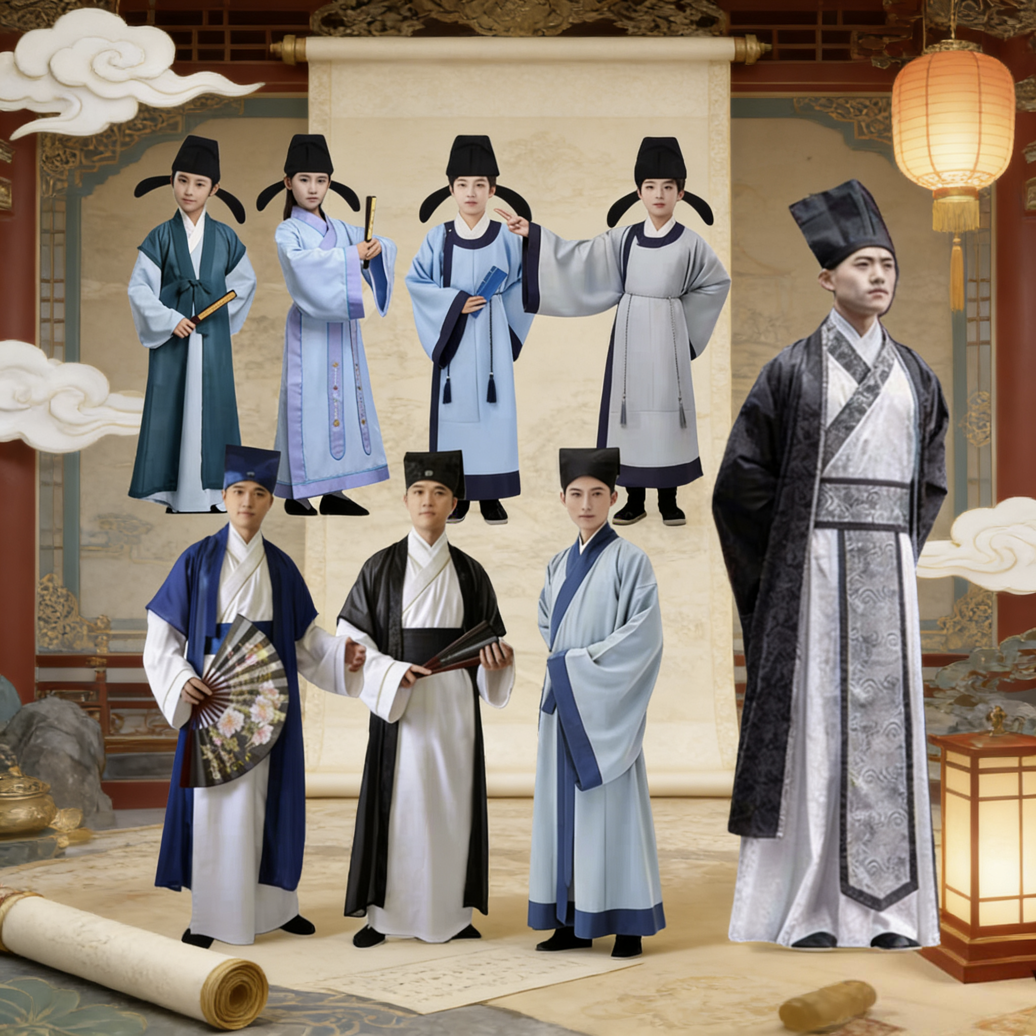 古装孔子孟子老子演出服唐宋朝八大家服饰李白杜甫苏轼诗人服装