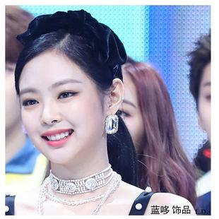 超闪方形jennie耳环blackpink夸张钻闪耳饰闪钻爆闪无耳洞耳夹女