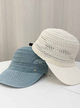 出口日单大头围镂空鸭舌帽女26新款夏季轻薄透气针织遮阳防晒帽子