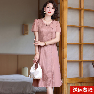 妈妈装夏装短袖国风连衣裙国风女