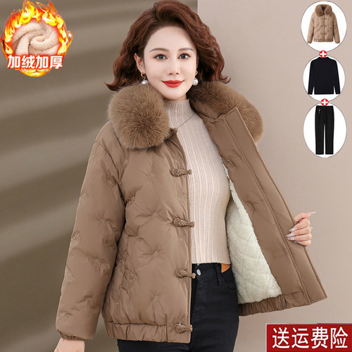 妈妈装冬季加绒加厚棉衣外套百搭