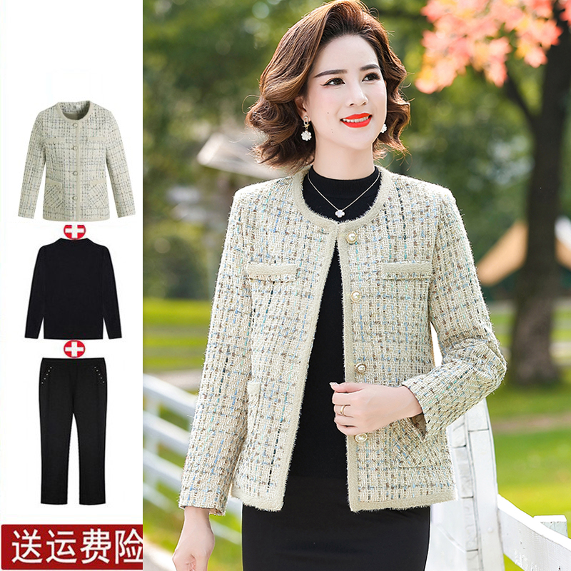 2025新款妈妈秋装小香风外套中年女洋气小西装中老年春秋短款上衣