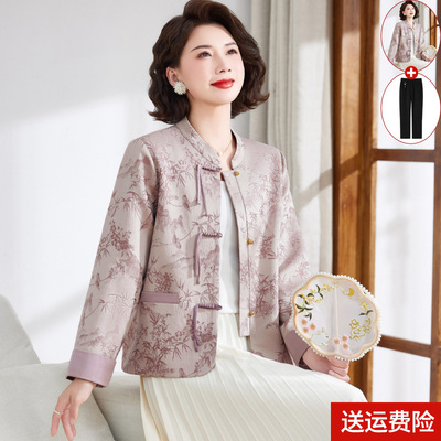妈妈装春秋国风外套夹克百搭女