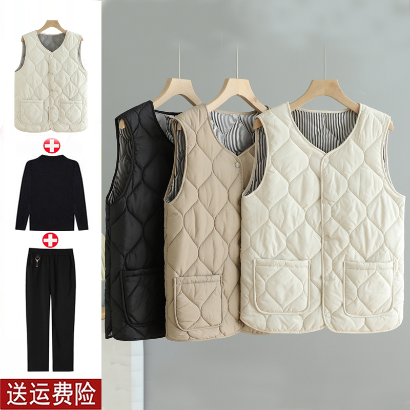 妈妈羽绒棉马甲女加厚保暖内穿背心贴身内胆加绒坎肩2025新款秋冬