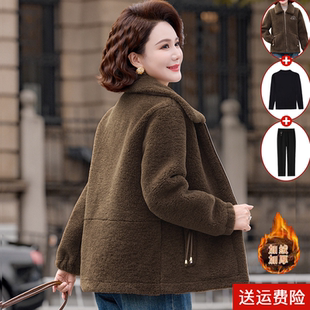 秋冬洋气棉袄 中老年女装 中年妈妈冬装 羊羔绒加绒加厚外套2025新款