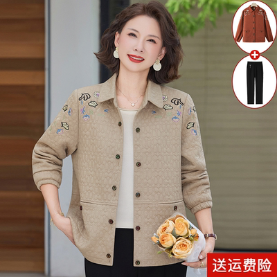 妈妈装春秋时尚绣花夹克外套百搭