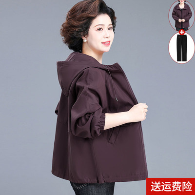 妈妈装春秋时尚连帽夹克外套