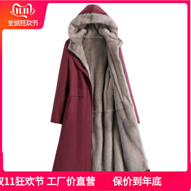 2026新款貂袖貂皮内胆派克服女中长款整貂水貂毛尼克服皮草大衣冬