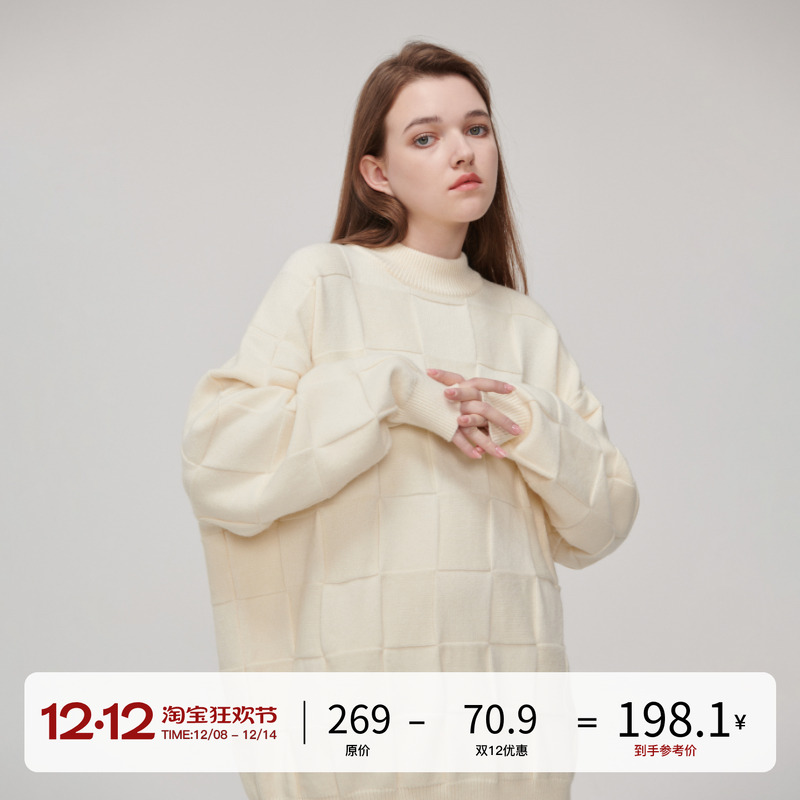 软糯慵懒风格子毛衣男春季