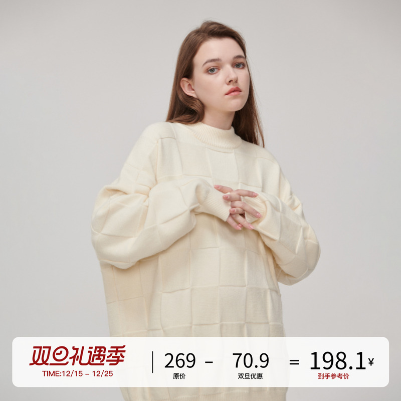 软糯慵懒风格子毛衣男春季