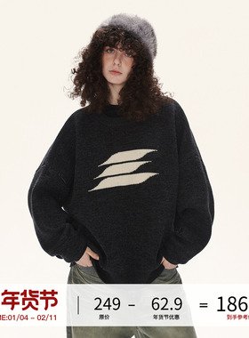 LOSTCTRL原创设计潮牌logo毛衣男女秋冬慵懒风宽松针织衫外套毛衫