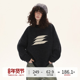 LOSTCTRL原创设计潮牌logo毛衣男女秋冬慵懒风宽松针织衫外套毛衫