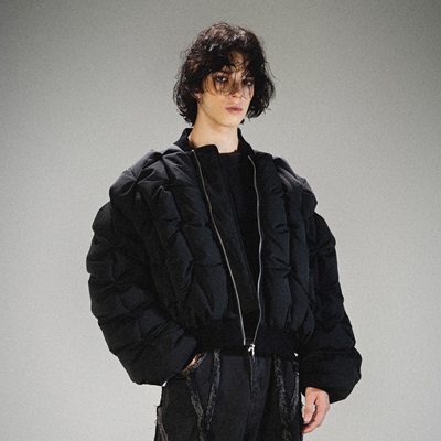 LOSTCTRL 90白鸭绒羽绒服男女手工皱褶感短款外套加厚防寒面包服