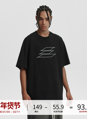 LOSTCTRL描边刺绣logo短袖T恤男夏季宽松纯棉圆领半截袖体恤衫潮
